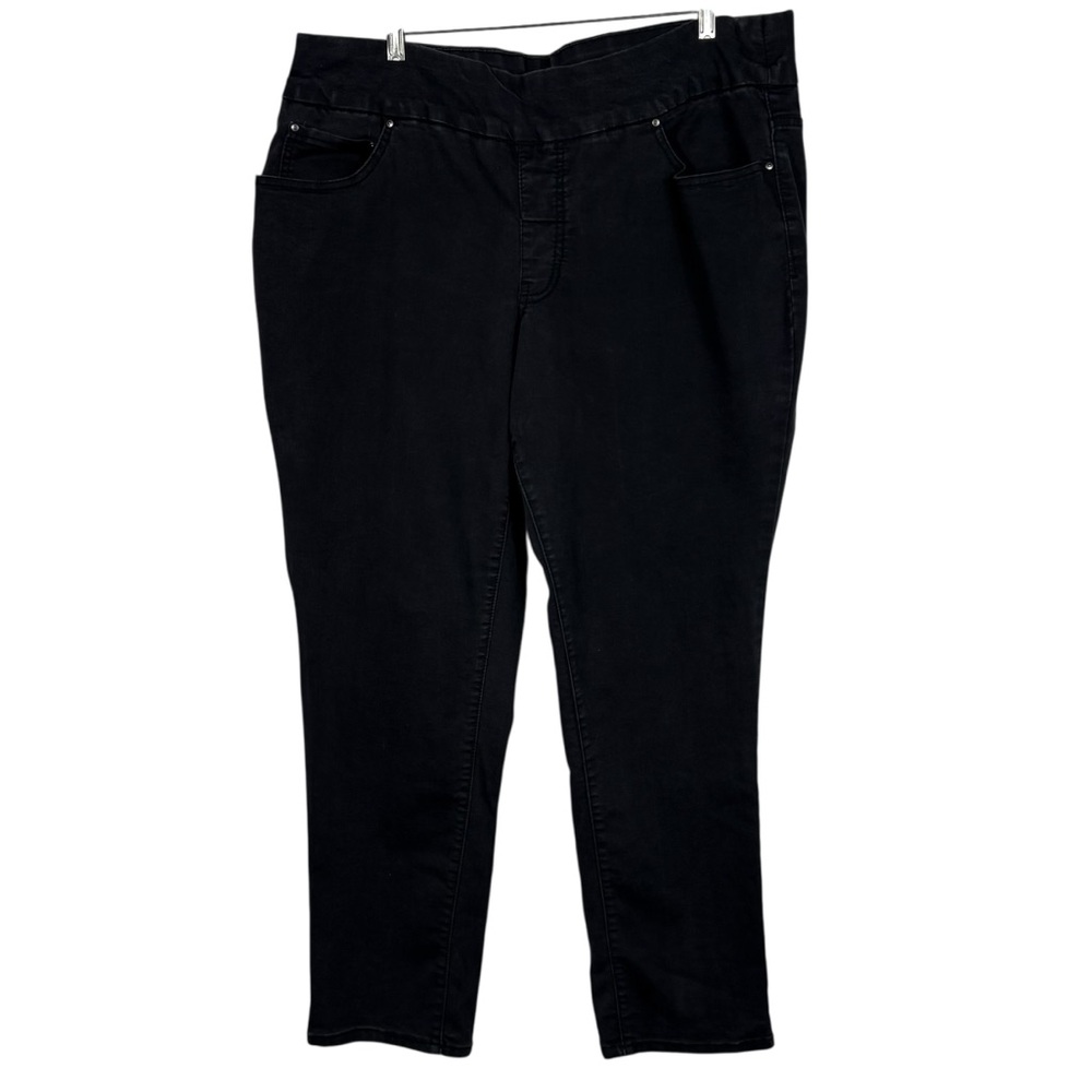 Faded Glory Black Denim Elastic Stretch Pull On Skinny Jeans Plus Size 22 Casual